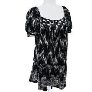 Y2K Vintage Rinascimento Made in Italy Black White Geometric Beaded Dress SZ S